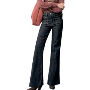 NWOT Denim Essence Patch Pocket High-rise Flare Jeans in Black Size 1